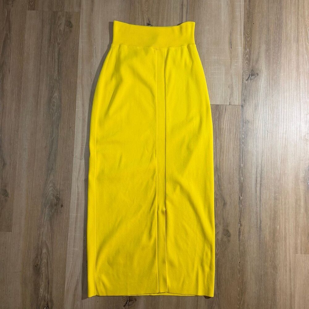 Mother Of All Long Bodycon Yellow Pencil Skirt Sz M Fitted High Waist Mob Wife